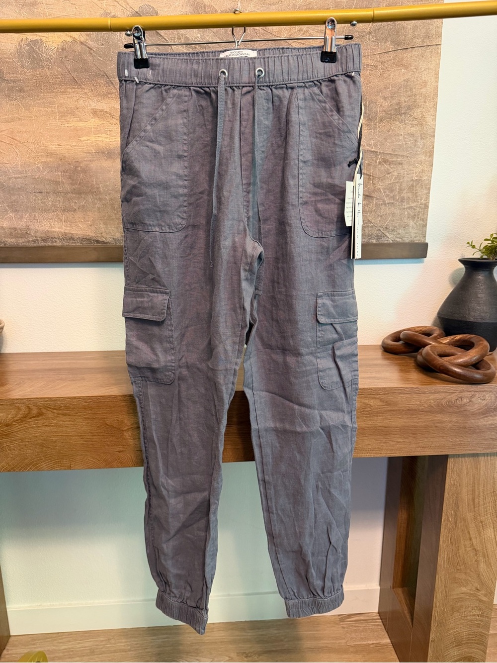 NWT Nicole Miller 100% Linen Jogger Pants Size M